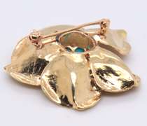 Vintage Yellow Gold Turquoise and Pearl Brooch
