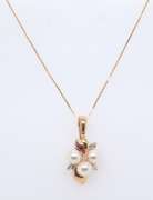 Gorgeous Triple Pearl w Diamond and Ruby Accent Necklace