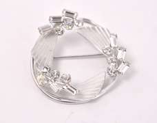 White Crystal Pin in Sterling Silver