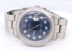 Rolex Oyster Perpetual Date Watch with Blue Dial