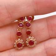 14kt Gold, Ruby, & Diamond Earrings