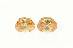 14K Yellow Gold Oval Syn. Champagne Morganite Oval Stud Earrings