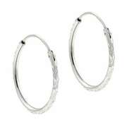 Sterling Silver Etched 20mm Hoop Earrings