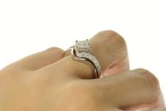 14K White Gold 0.72 Ctw Princess Diamond Engagement Set Ring