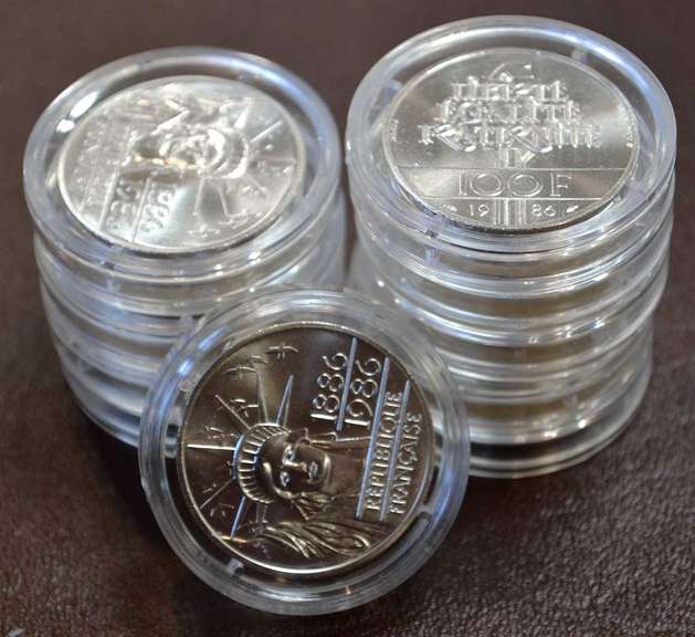 100 Francs Statue of Liberty Piedfort. Lot Of 10.