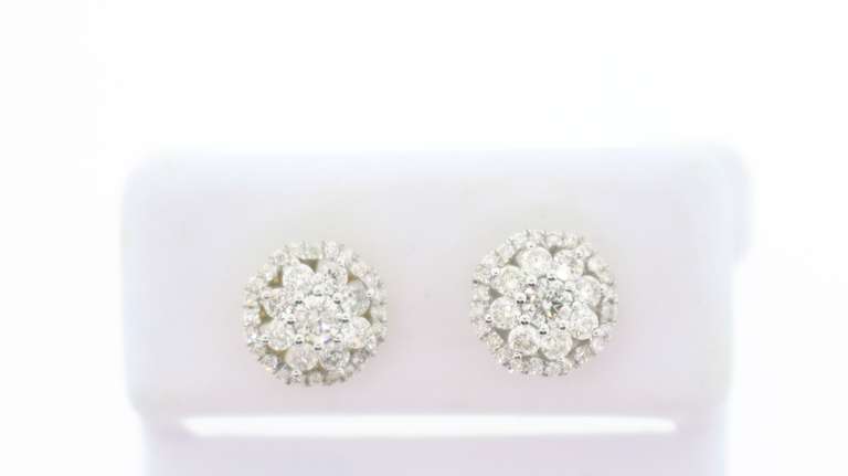 Floral Diamond Studded Earrings with 14k Yellow Gold