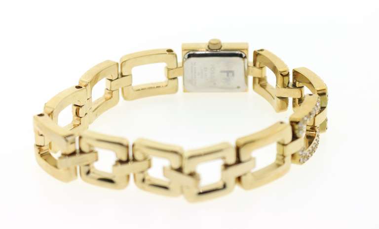 Brand New Luxurious Mother-of-Pearl FOSSIL Women's Rectangle Gold Watch with Diamond Bracelet