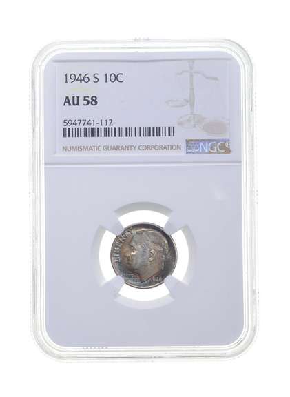 AU58 1946-S Roosevelt Dime - Graded NGC