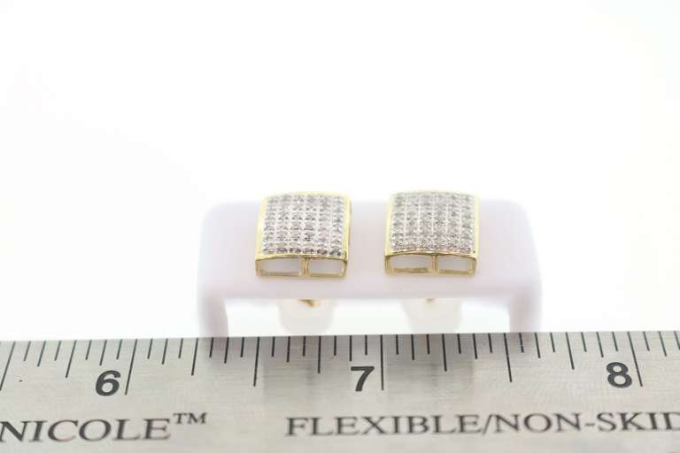 Square Cushioned Diamond Earrings with 10k Yellow Gold