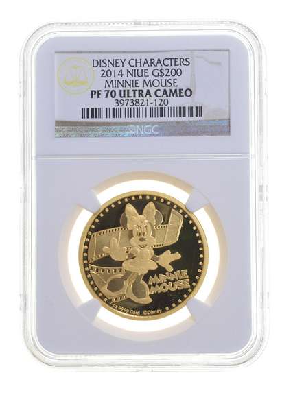PF70 UCAM 2014 Niue 200 Gold Dollars - Minnie Mouse Disney - NGC - COA