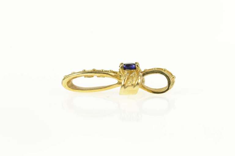 10K Yellow Gold Cross Natural Sapphire Dot Embellished Loop Pendant