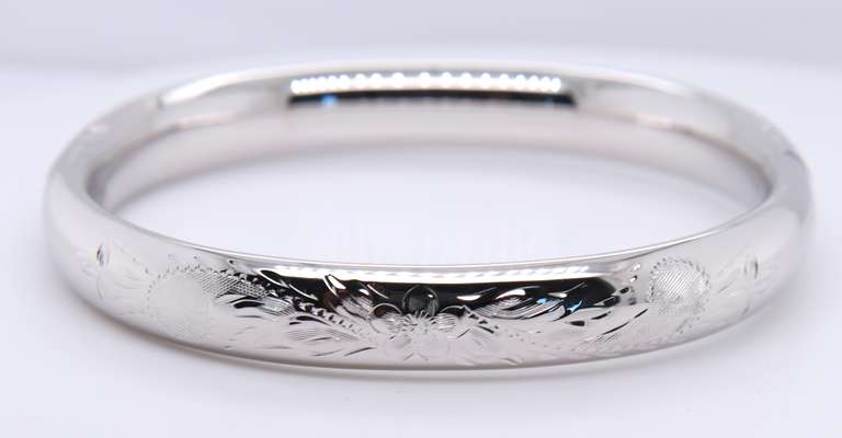 Sterling Silver Floral Bangle Bracelet