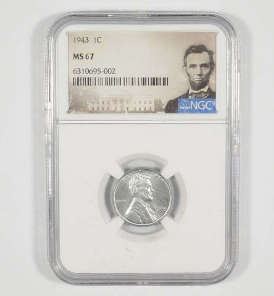 MS67 1943 Lincoln Steel Cent - Graded NGC