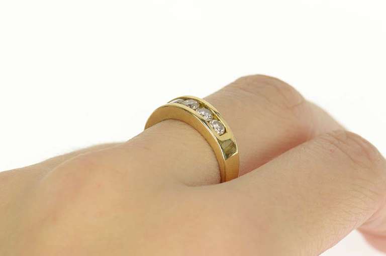 14K Yellow Gold 1.00 Ctw Five Stone Diamond Wedding Band Ring