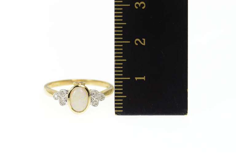 10K Yellow Gold Opal Diamond Tourmaline Accent Statement Ring