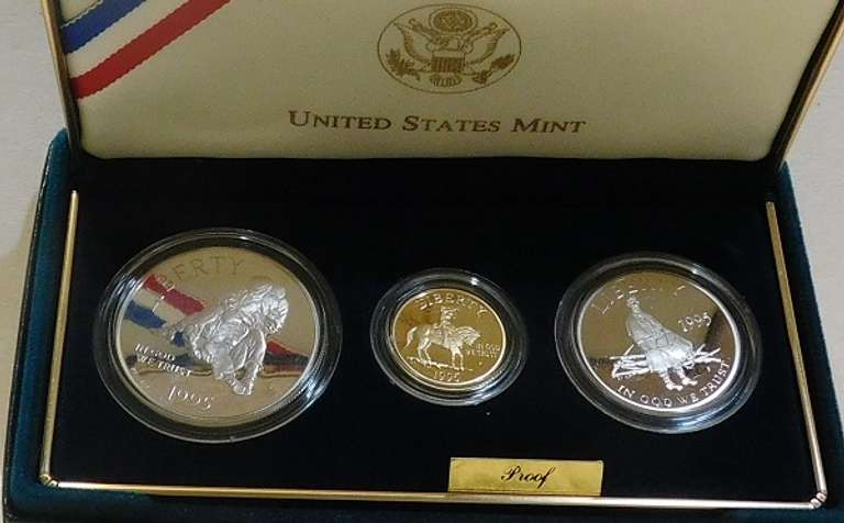 1995 3 pc Civil War PRF Set, Gold/Sil/Cl