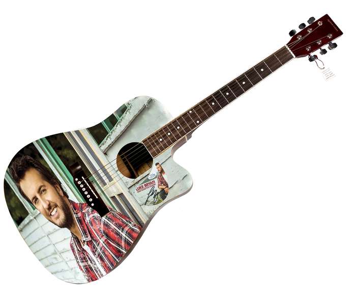 Luke Bryan What Makes You Country Tour Signed Custom Photo Graphics Guitar ACOA