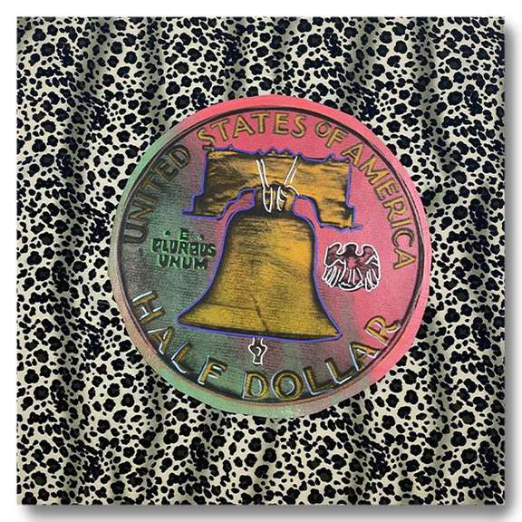 Steve Kaufman (1960-2010) "Liberty Bell Coin" Hand Signed and Numbered Limited Edition Hand Pulled silkscreen mixed media on Mixed Media with LOA.