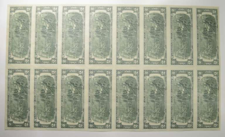 Sheet Of 16 1976 Dallas, Texas $2 Federal Reserve Notes - Uncut Sheet