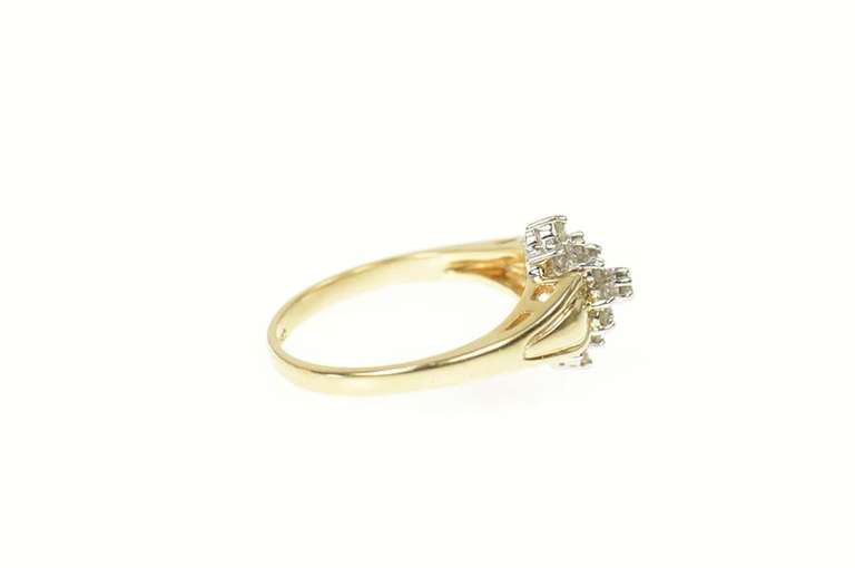 10K Yellow Gold Diamond Cluster Curved Classic Statement Ring