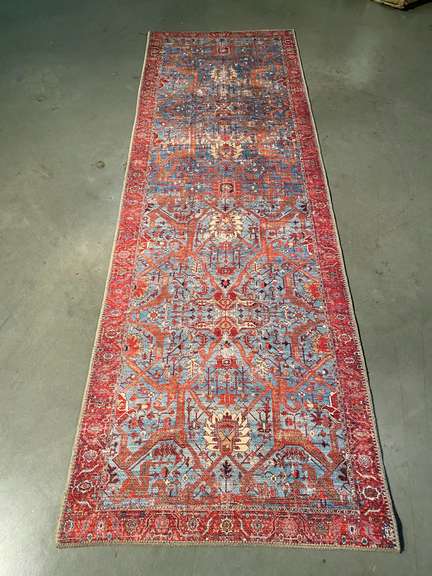 STUNNING ENGINEERED VINTAGE PERSIAN 8' RUNNER