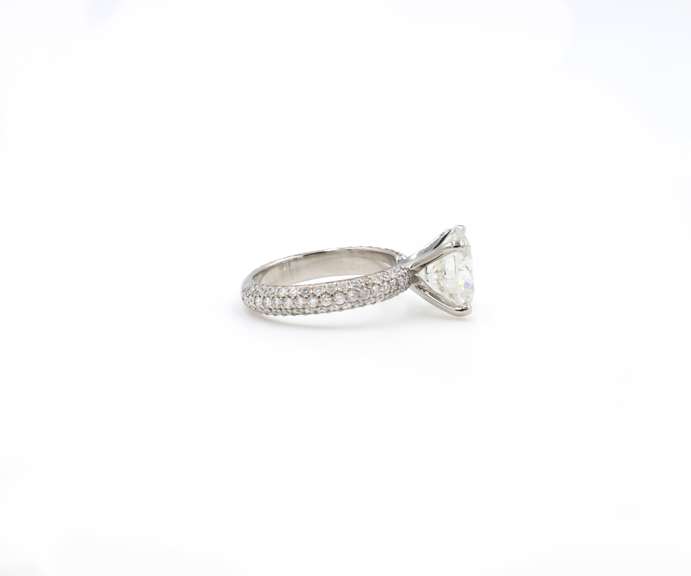 3.65ctw RBC and Pave Diamond Engagement Ring in 18k