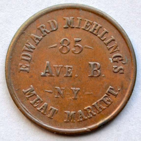 1863 Edward Miehlings NY City Meat Market Civil War Store Card.