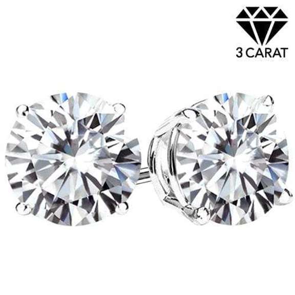 CERTIFIED 3.00 CT MOISSANITE (E COLOR/VVS) PT900 EARRINGS STUD
