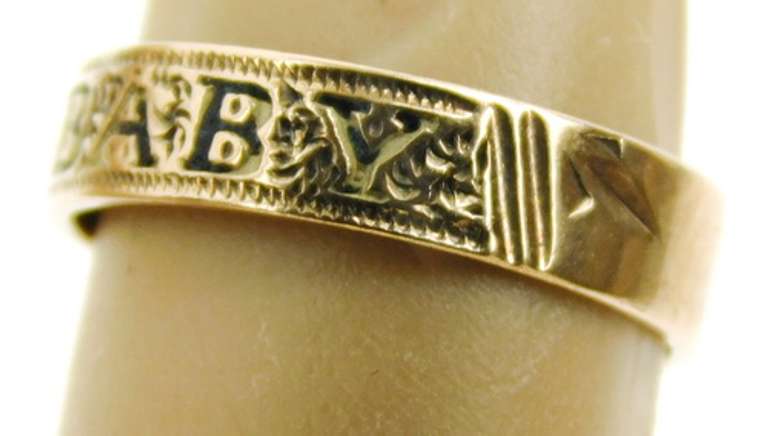 Antique Gold Filled Engraved BABY Ring