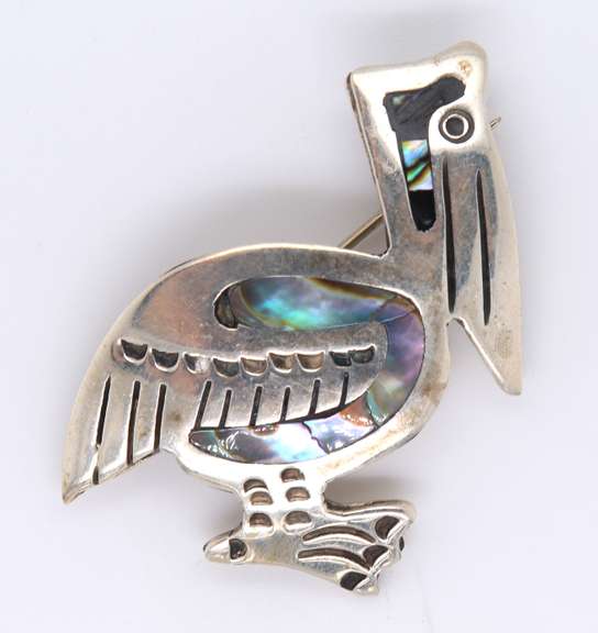 Vintage Sterling Silver Mexico Pelican Brooch