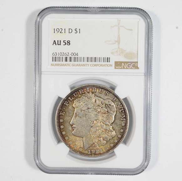 AU58 1921-D Morgan Silver Dollar - Graded NGC Great Color