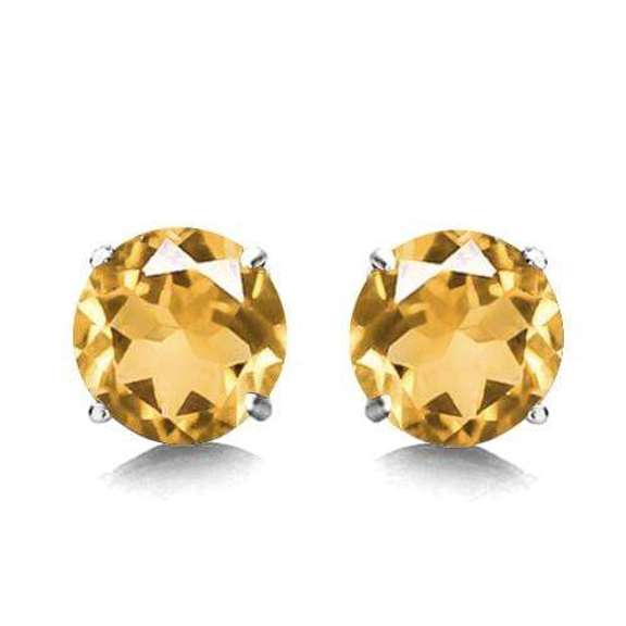 4/5 CT CITRINE 925 STERLING SILVER EARRINGS STUD