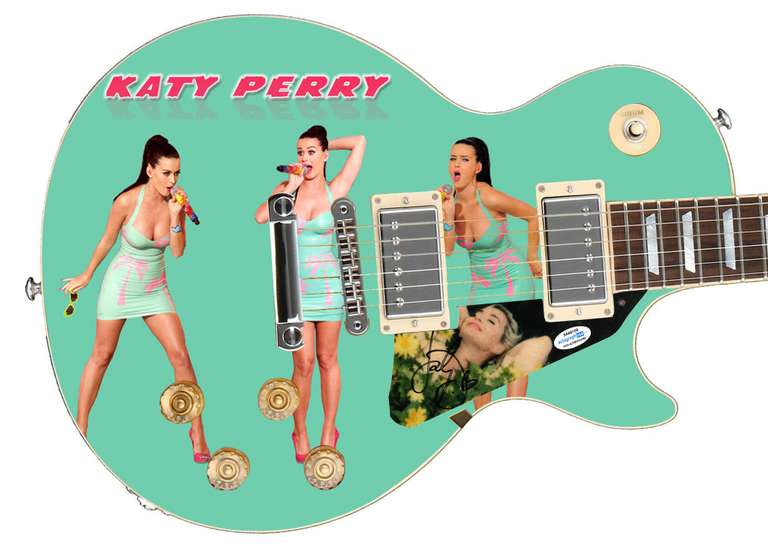 Katy Perry Autographed Multi Image Signing Live Photo Guitar ACOA