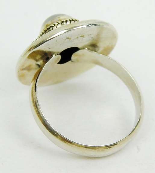 Ornate Sterling Silver Moonstone Ring, Size 8
