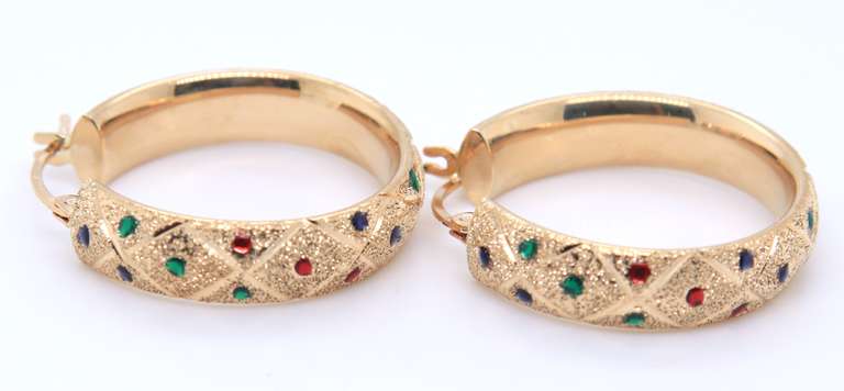 Nice Yellow Gold Enamel Dot Earrings