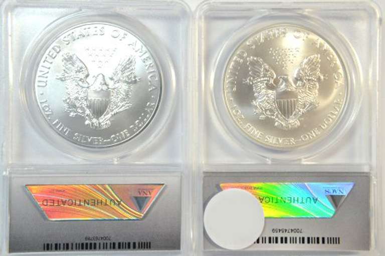 Perfect 2012 & 2012-(S) 1st Day of Issue $1 Eagles. ANACS MS70