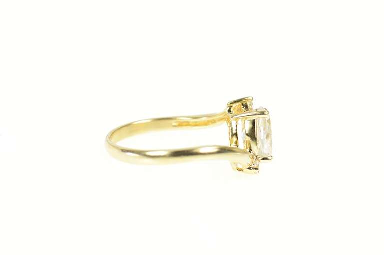 14K Yellow Gold Oval Three Stone Bypass Travel Engagement Ring