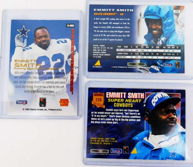 3 Emmitt Smith Football Cards, All 1995