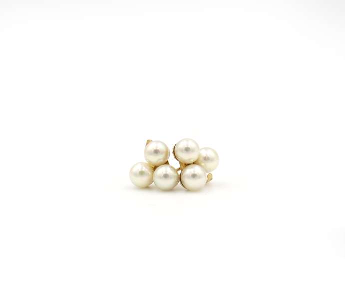 Dazzling Pearl Cluster Earrings in 14K