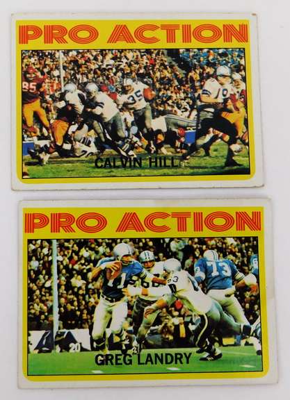 2 Topps 1972 Pro Action Football Cards