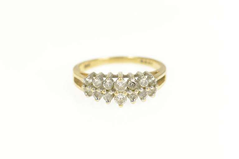 14K Yellow Gold 0.44 Ctw Graduated Diamond Statement Band Ring
