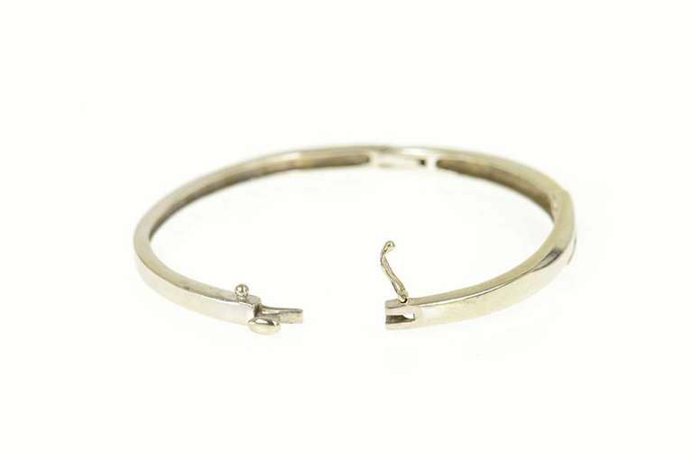 14K White Gold 0.50 Ctw Diamond Ornate Bypass Bangle Bracelet