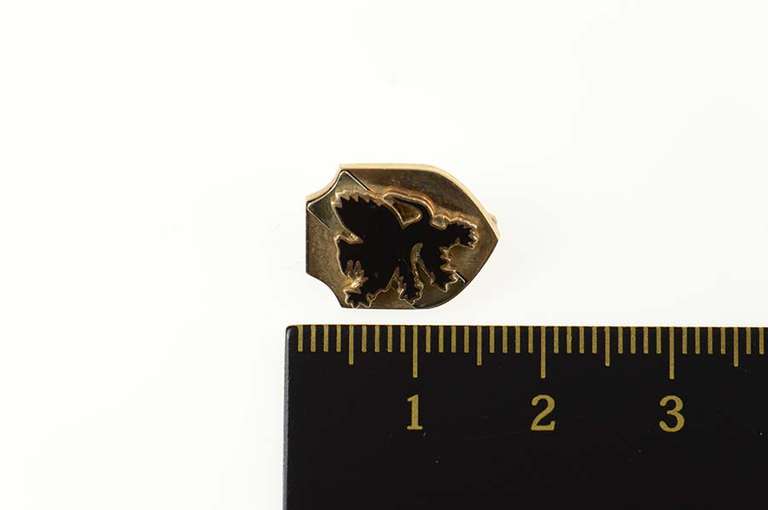 10K Yellow Gold Black Griffon Enamel Two Tone Shield Lapel Pin/Brooch