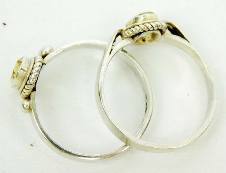 2 Sterling Silver Citrine Rings, 6.5