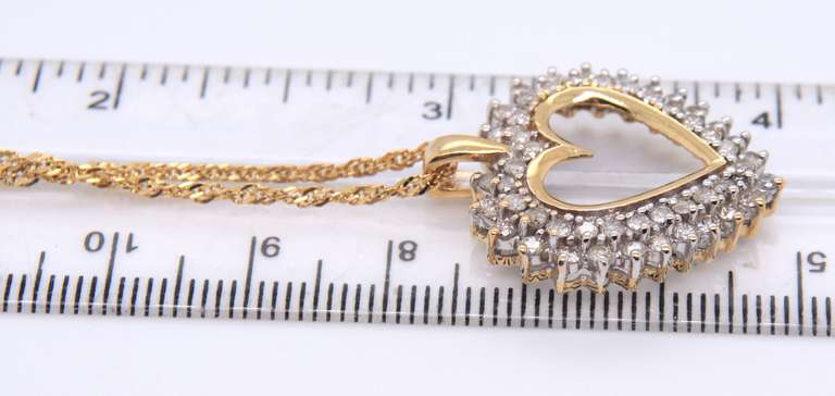 Enchanting Double Row Diamond Heart Pendant Necklace