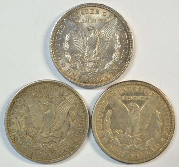 1921 P-D-S Morgan Silver Dollars. Last year of issue