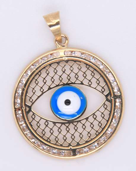 Lovely Yellow Gold Devil eye Cubic Zirconia Pendant