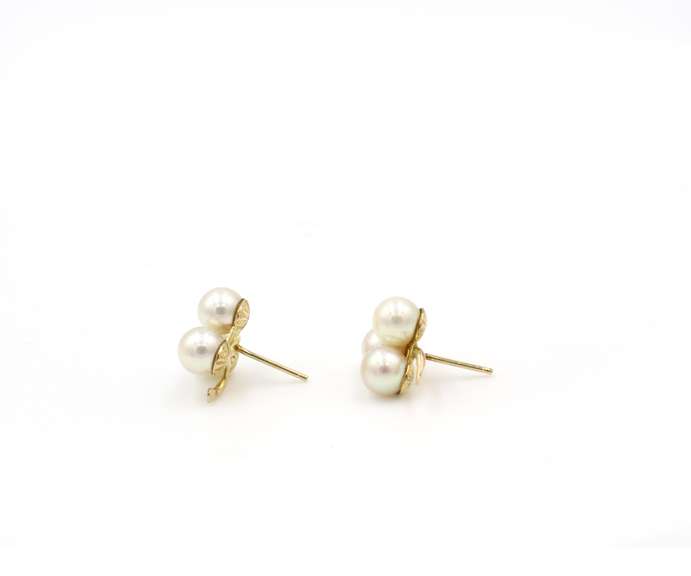 Dazzling Pearl Cluster Earrings in 14K