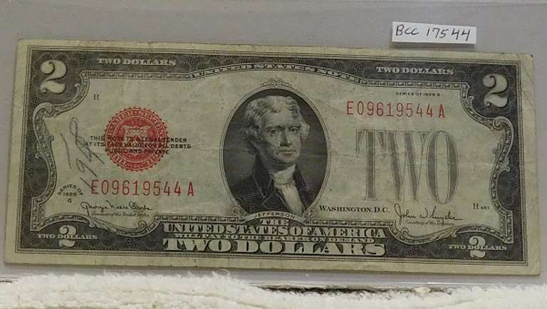 1928-G US Note $2. Red Seal