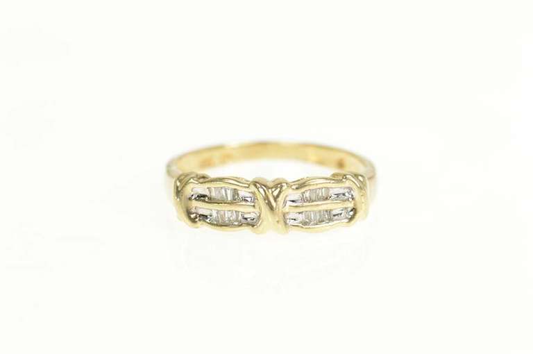 10K Yellow Gold 0.20 Ctw Baguette Diamond Tiered Statement Ring